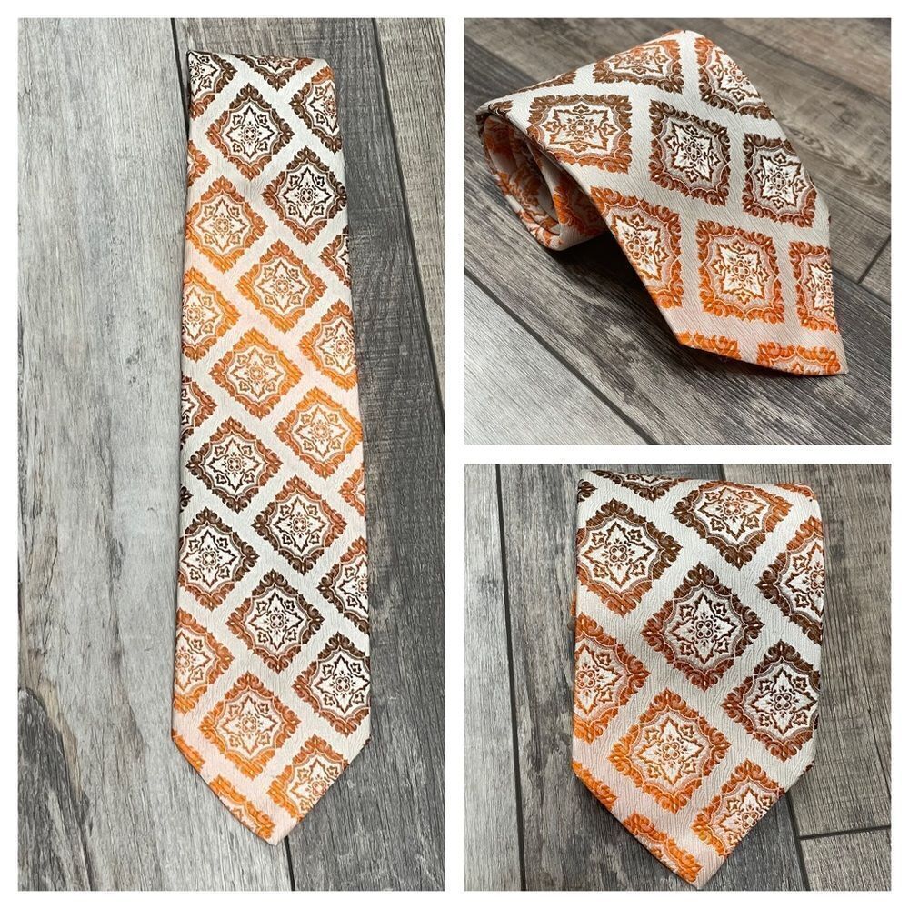 Monsieur Bernard Ombré Orange Brown over Silver Neck Tie